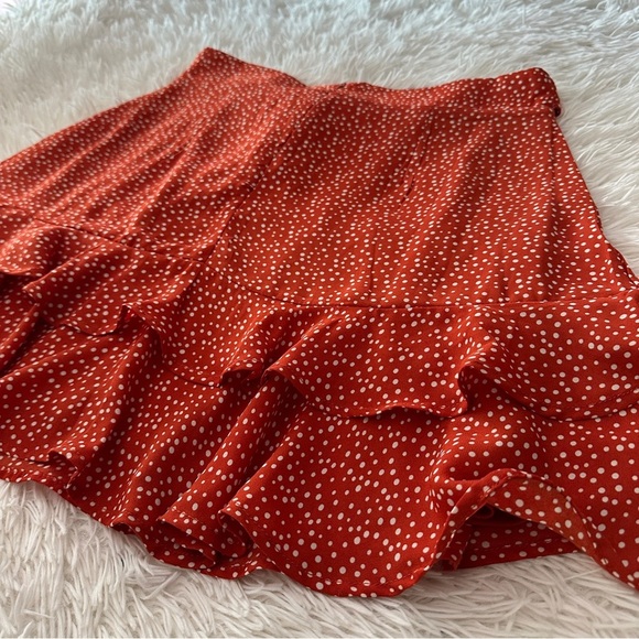 Altard State Ruffle Mini Skirt - Burnt Red Polka Dot - Size Small EUC - Picture 7 of 16